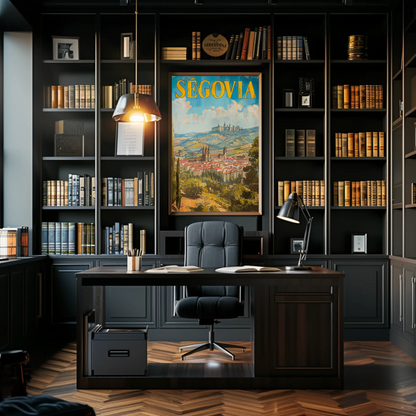Segovia Historic Hillside Castle Town Travel Poster
