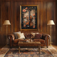 Elegant Violin and Roses Art Print for Artistic Poster