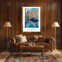 Vibrant Las Vegas Cityscape Watercolor Travel Poster PosterGoat