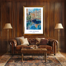 Vibrant Las Vegas Cityscape Watercolor Travel Poster PosterGoat