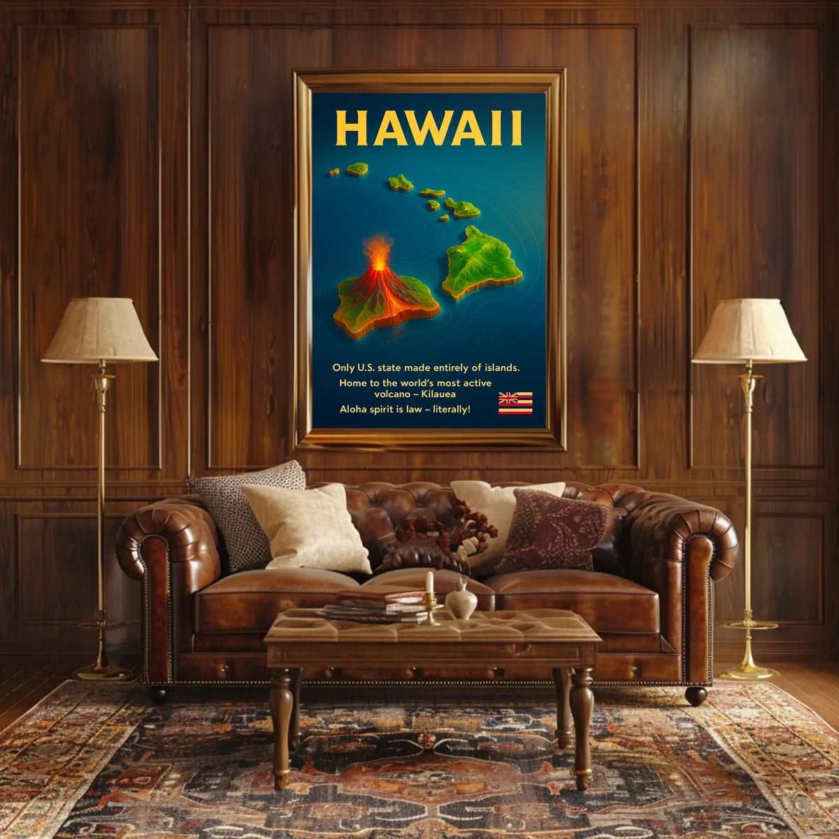 Hawaii Islands Volcano Infographic Poster: Vibrant & Educational
