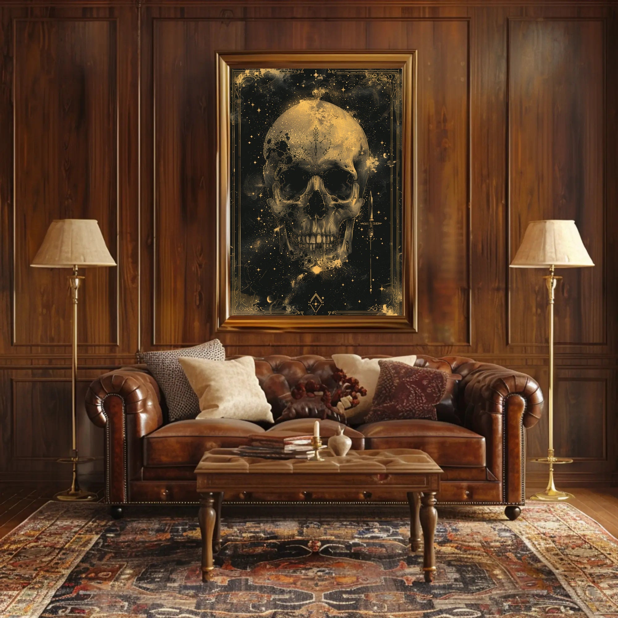 Cosmic Skull: Mystical Celestial Art Poster PosterGoat