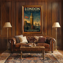 London's Iconic Landmarks Vintage Travel Poster Art