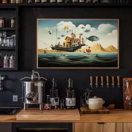 Fantastical Airborne Ship Fantasy Poster
