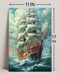 Majestic Sailing Ship At Sea Poster