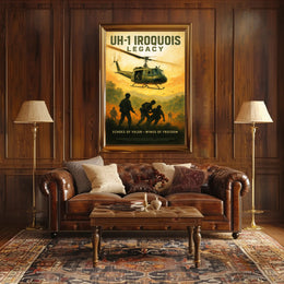 Huey Helicopter Vietnam War Historical Poster