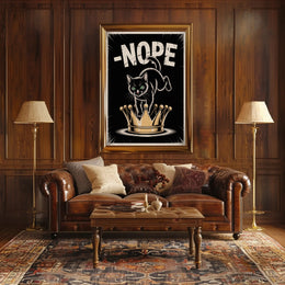 Cheeky Black Cat On Golden Crown Animal Poster