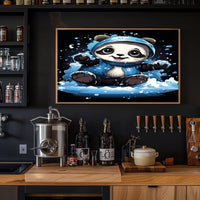 Playful Panda In The Snow Poster