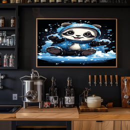 Playful Panda In The Snow Poster