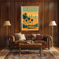 Los Angeles Retro Sunset Travel Poster