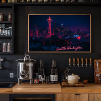 Neon Night in Seattle Poster