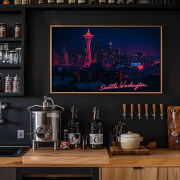 Neon Night in Seattle Poster