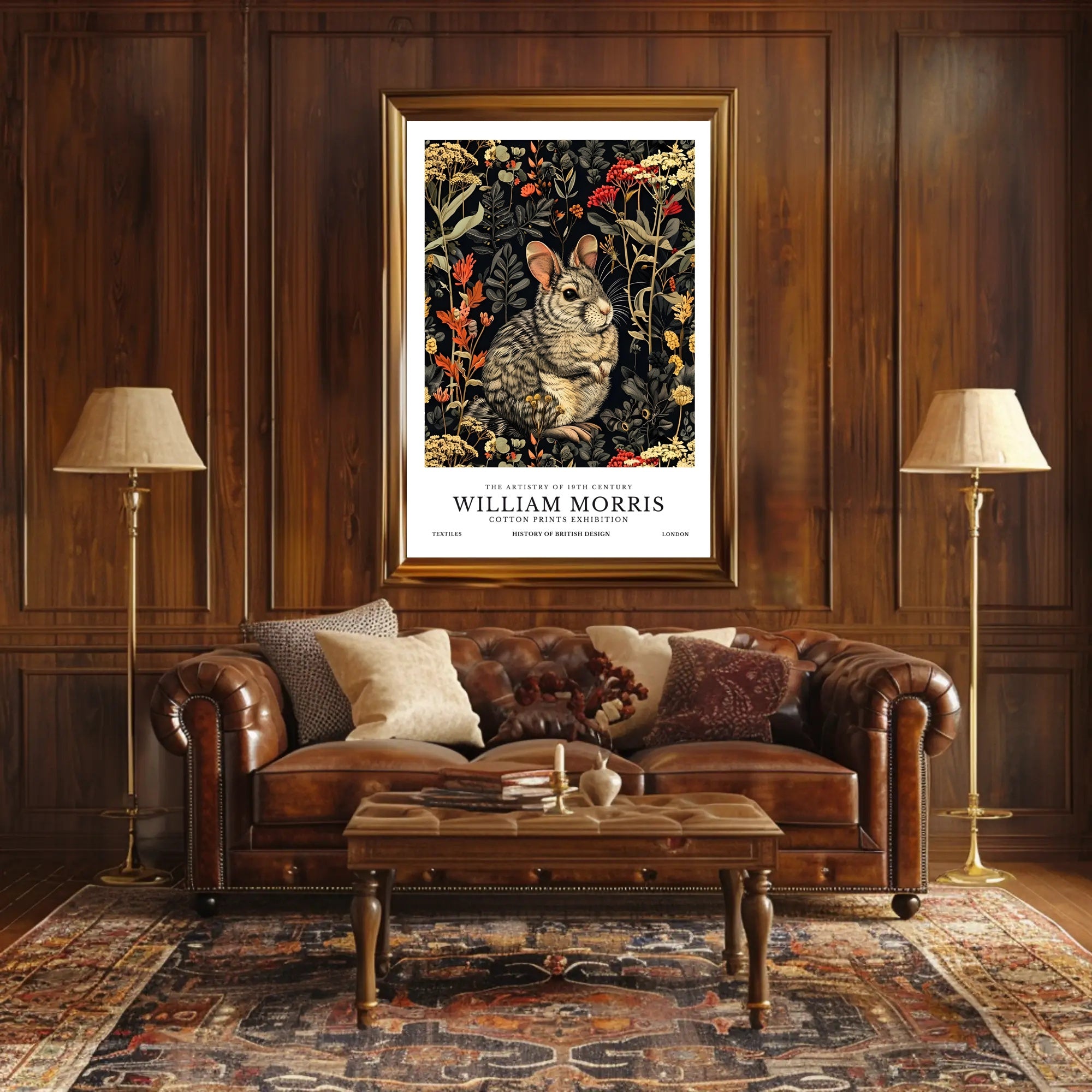 Chinchilla in Arts and Crafts Nature Artistic Poster