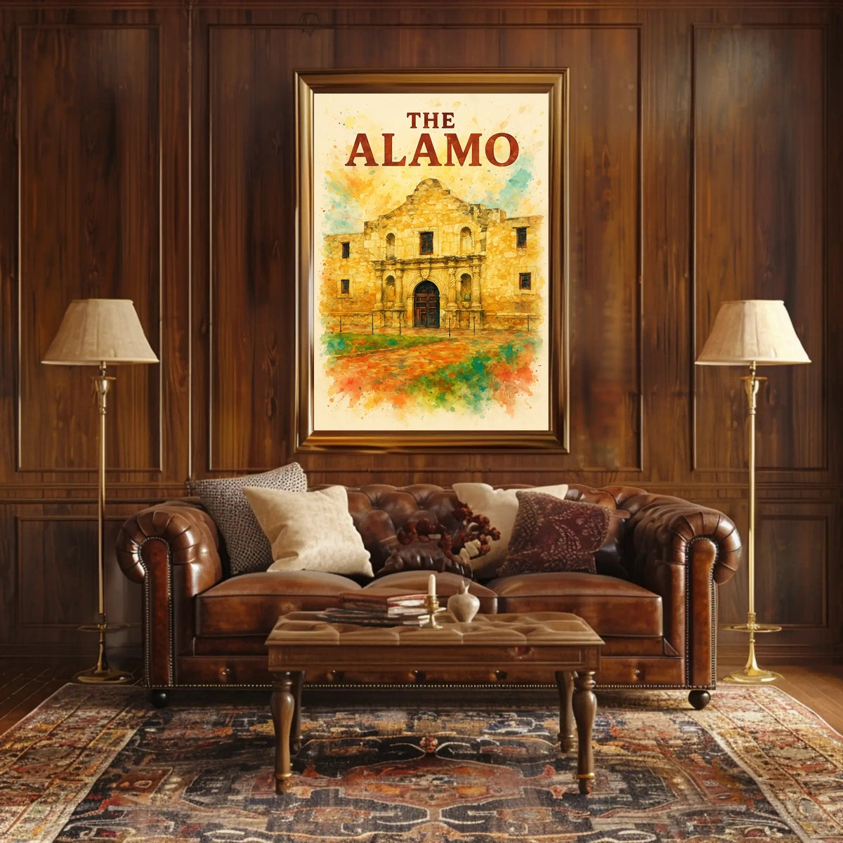 Alamo Watercolor Poster: Historic Texas Revolution Art
