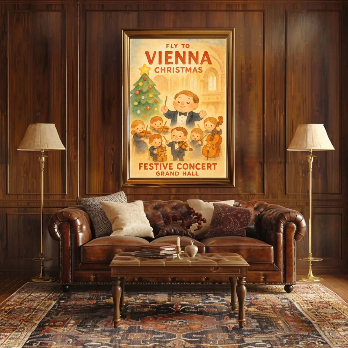 Festive Vienna Christmas Concert in Watercolor Music or Concert Poster