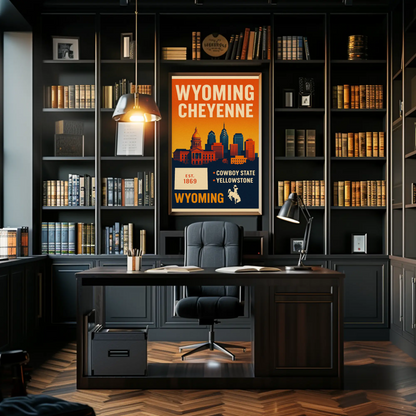 Wyoming Cheyenne Cowboy State Capitol Yellowstone Sunset Travel Poster