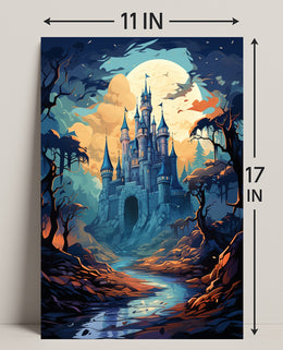 Enchanted Castle Under The Moon Poster
