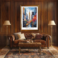 Vibrant Autumn NYC Scene with Empire State Building Cityscape Poster PosterGoat