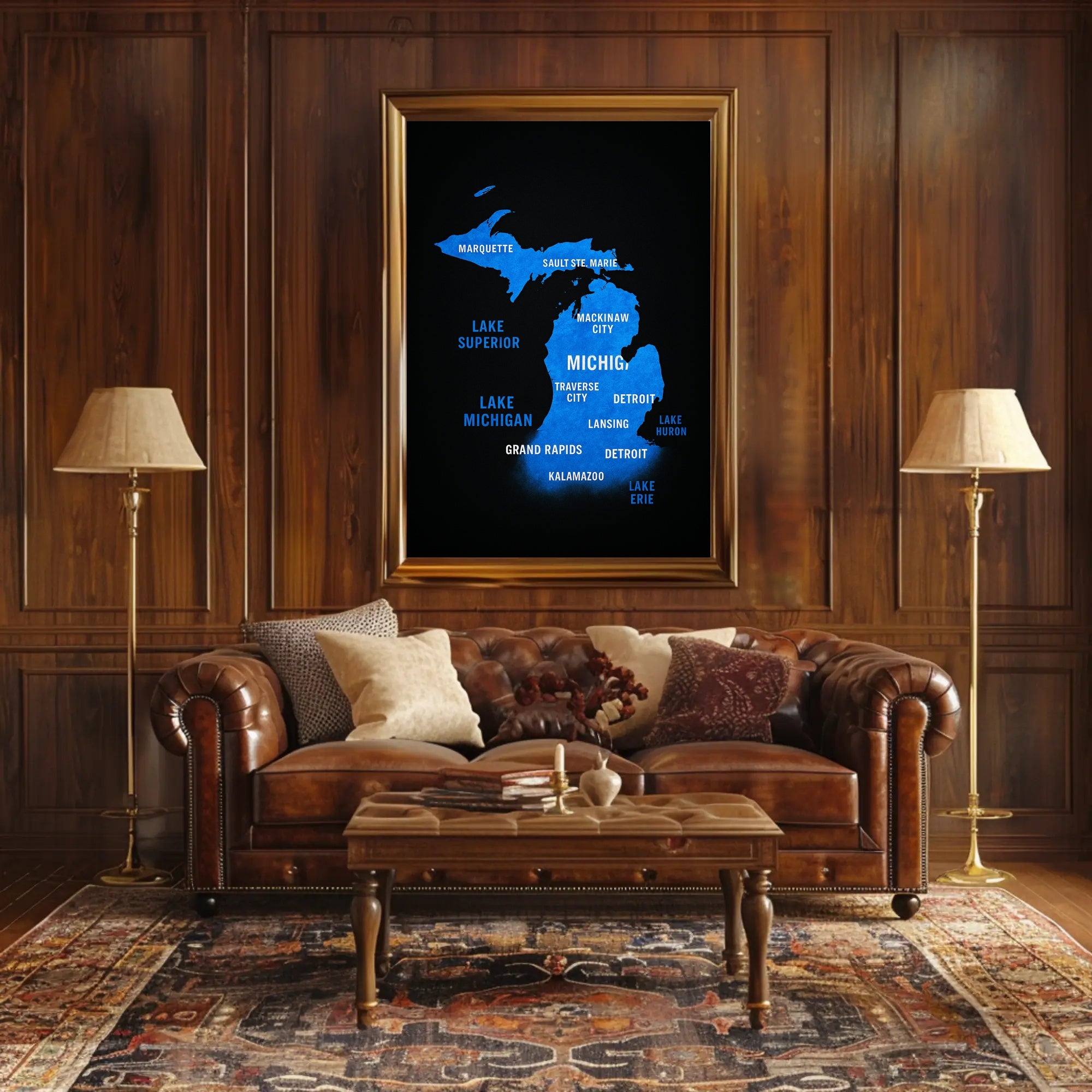 Michigan and the Great Lakes Map Poster PosterGoat