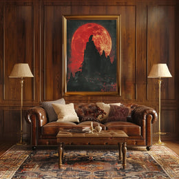 Blood Moon Wolf Fantasy Nightscape Poster PosterGoat