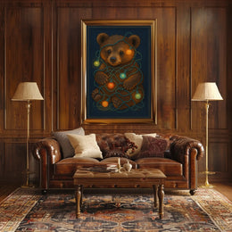 Festive Bear With Lights Poster