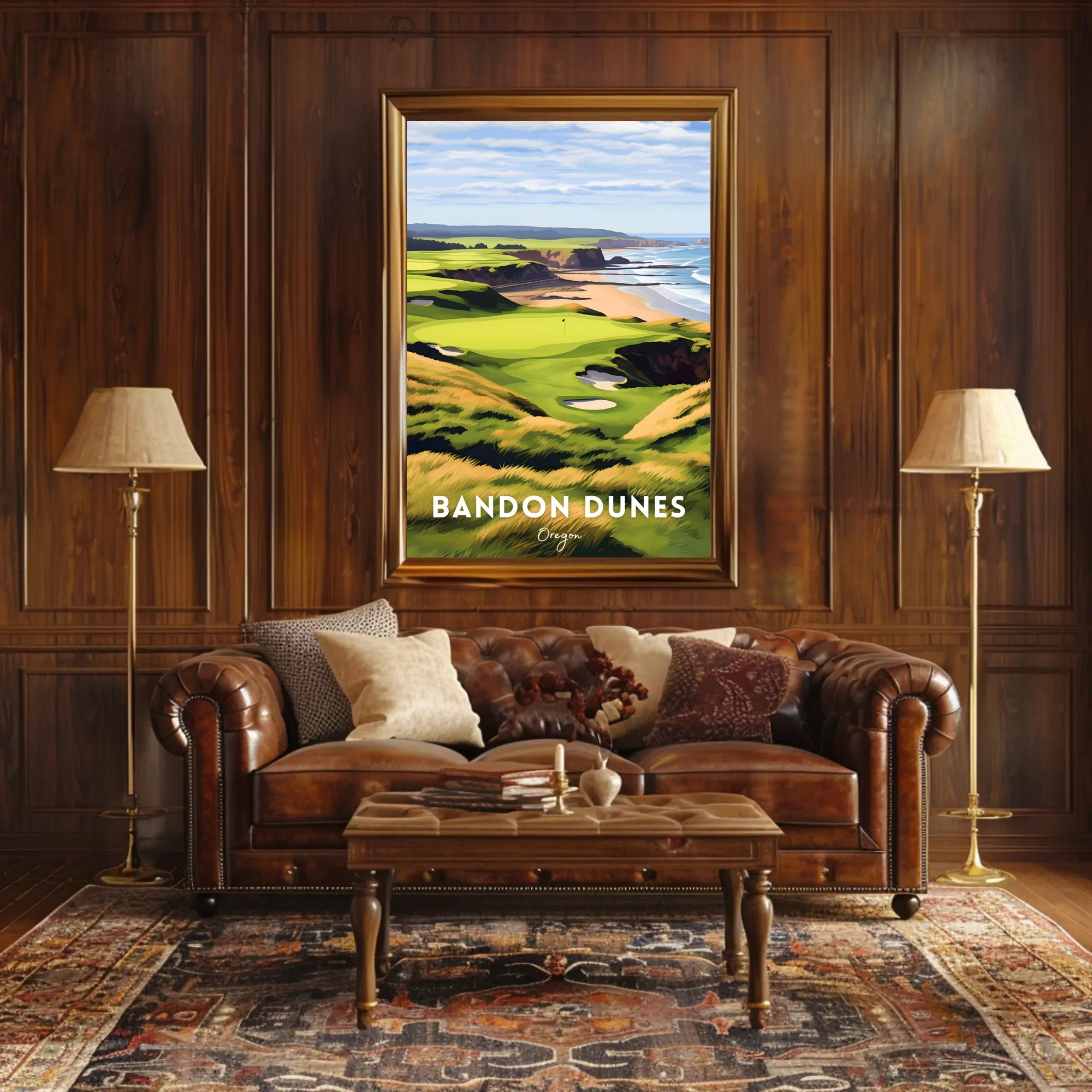 Bandon Dunes Coastal Golf Scene Sports Poster