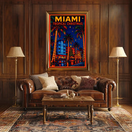 Miami Tropical Christmas Poster