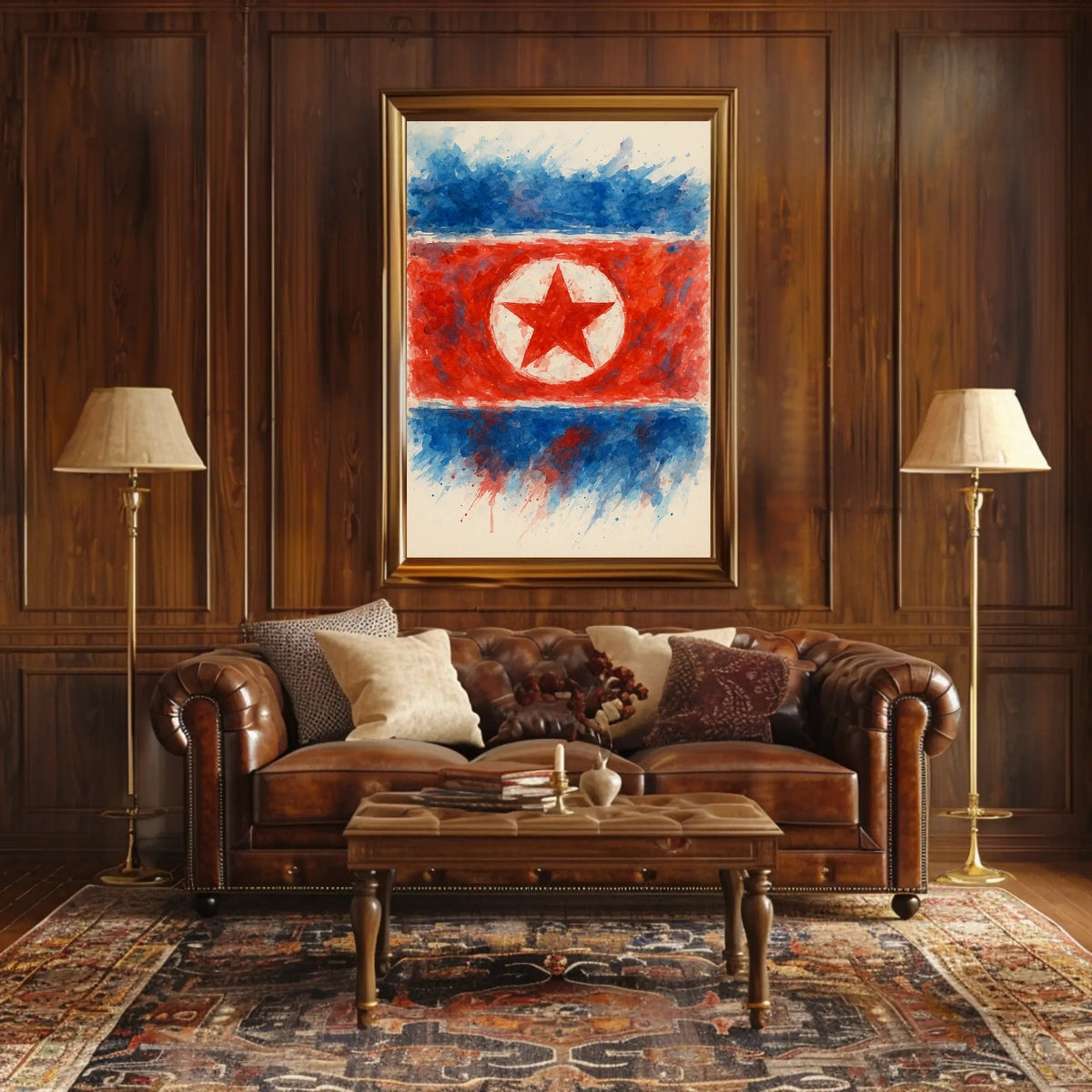 Abstract North Korean Flag Abstract Poster