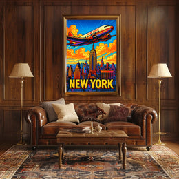 New York City Skyline Retro Poster PosterGoat