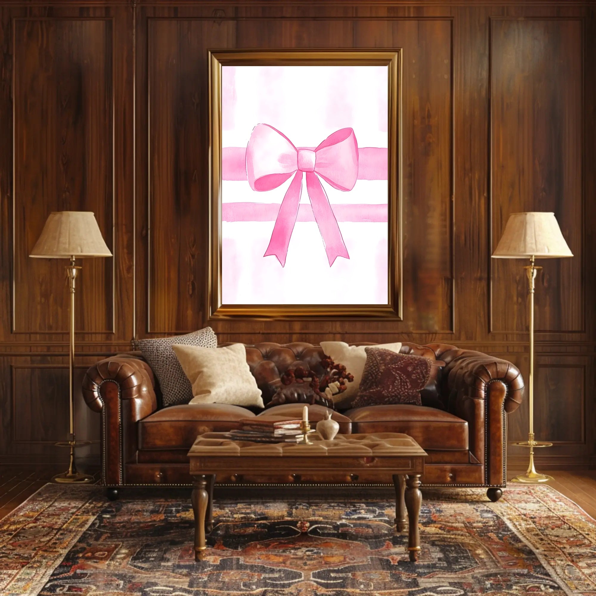 Pink Ribbon Elegance Minimalist Wall Art Poster