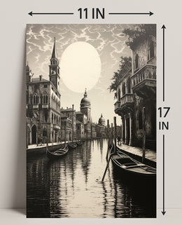 Moonlit Venetian Canal Poster