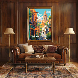 Mexico City Vibrant Street Scene Travel Poster