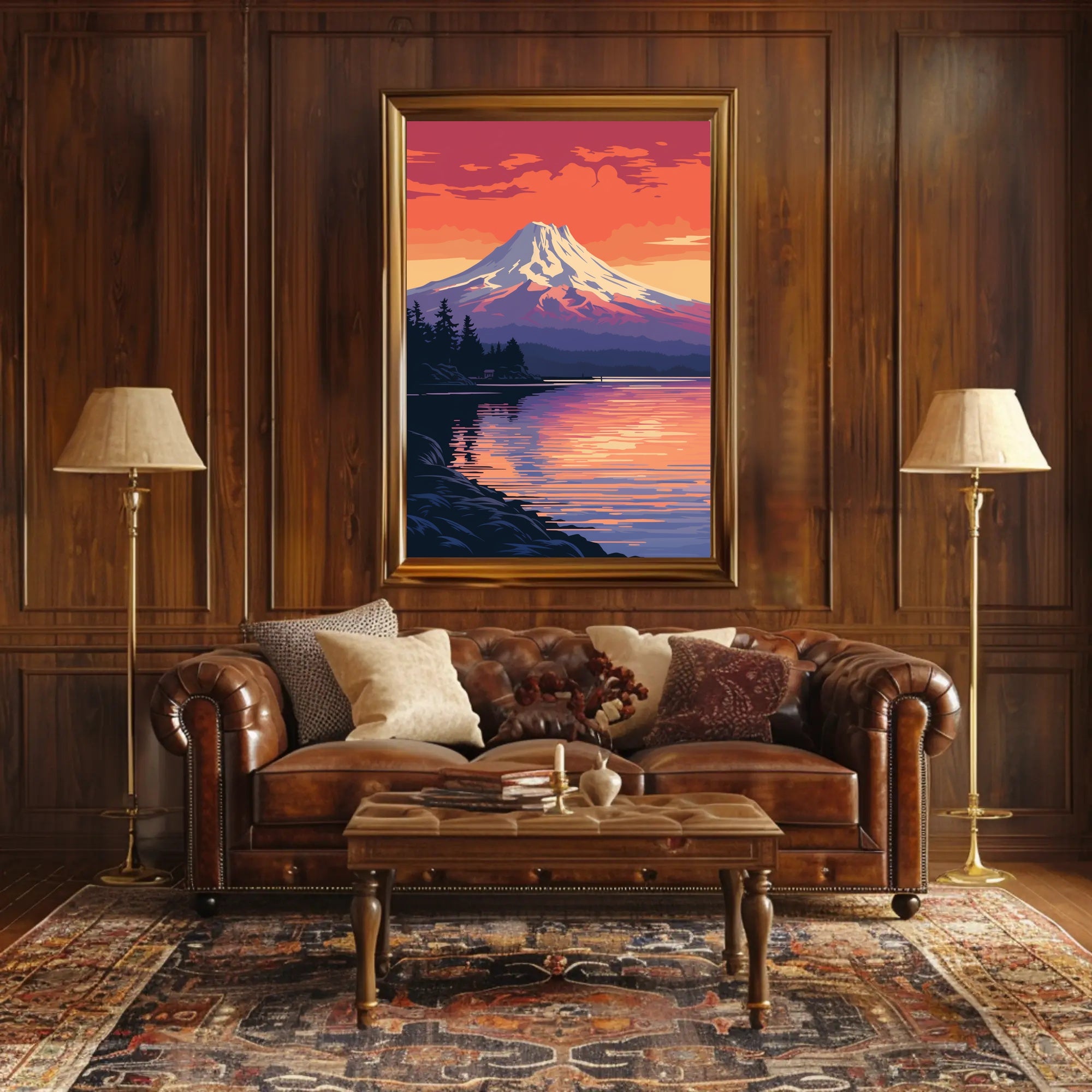 Tranquil Mountain Sunset Poster PosterGoat