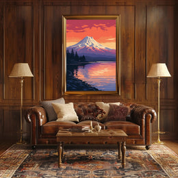Tranquil Mountain Sunset Poster PosterGoat