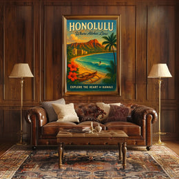 Honolulu Paradise Vintage Poster Tropical Adventure Art