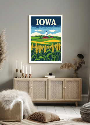 Iowa Farm Landscape Vintage Style Poster