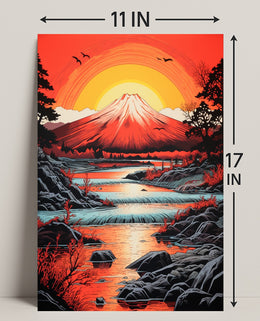 Radiant Mountain Sunset Poster PosterGoat