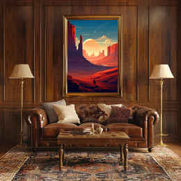 Desert Sunset Journey Poster PosterGoat