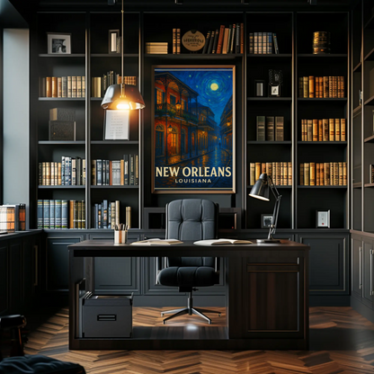 New Orleans Louisiana Starry Night French Quarter Travel Poster