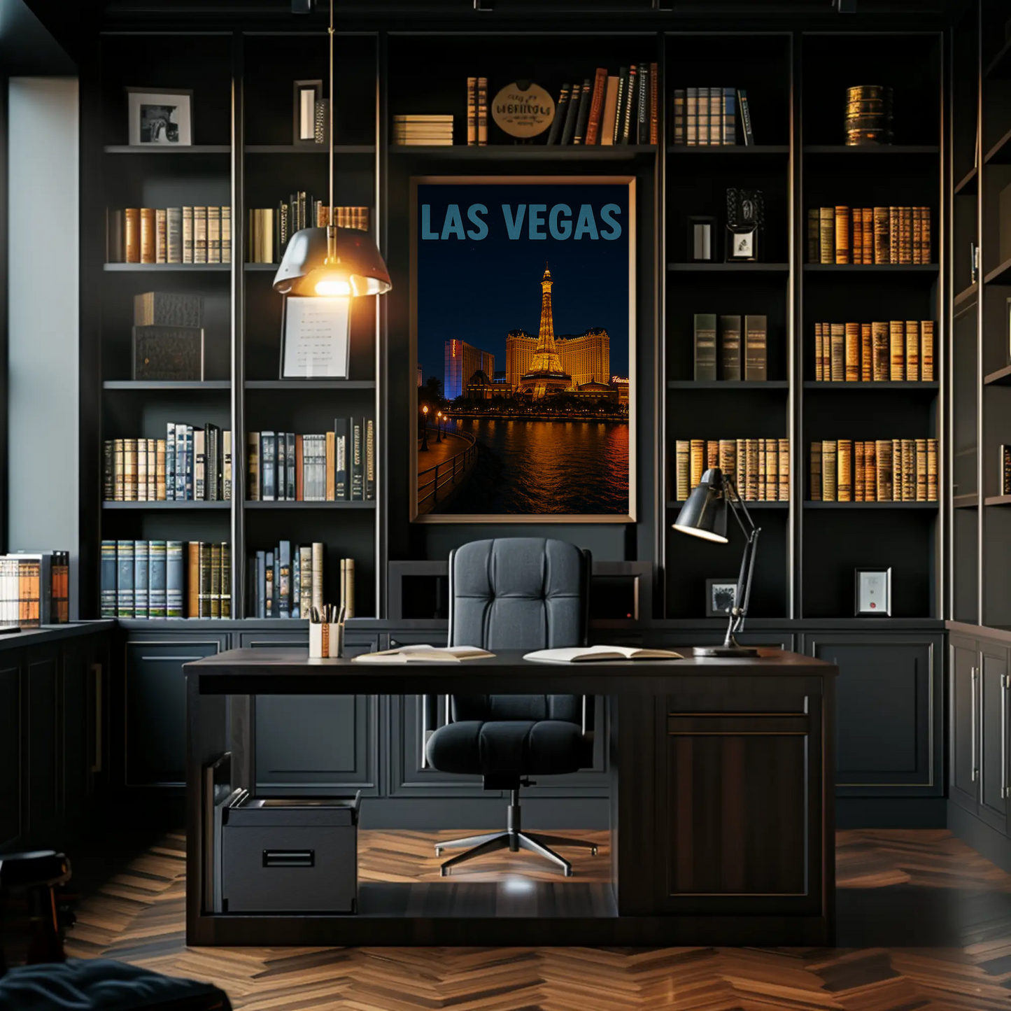 Las Vegas Eiffel Tower Hotel Night Lights Poster