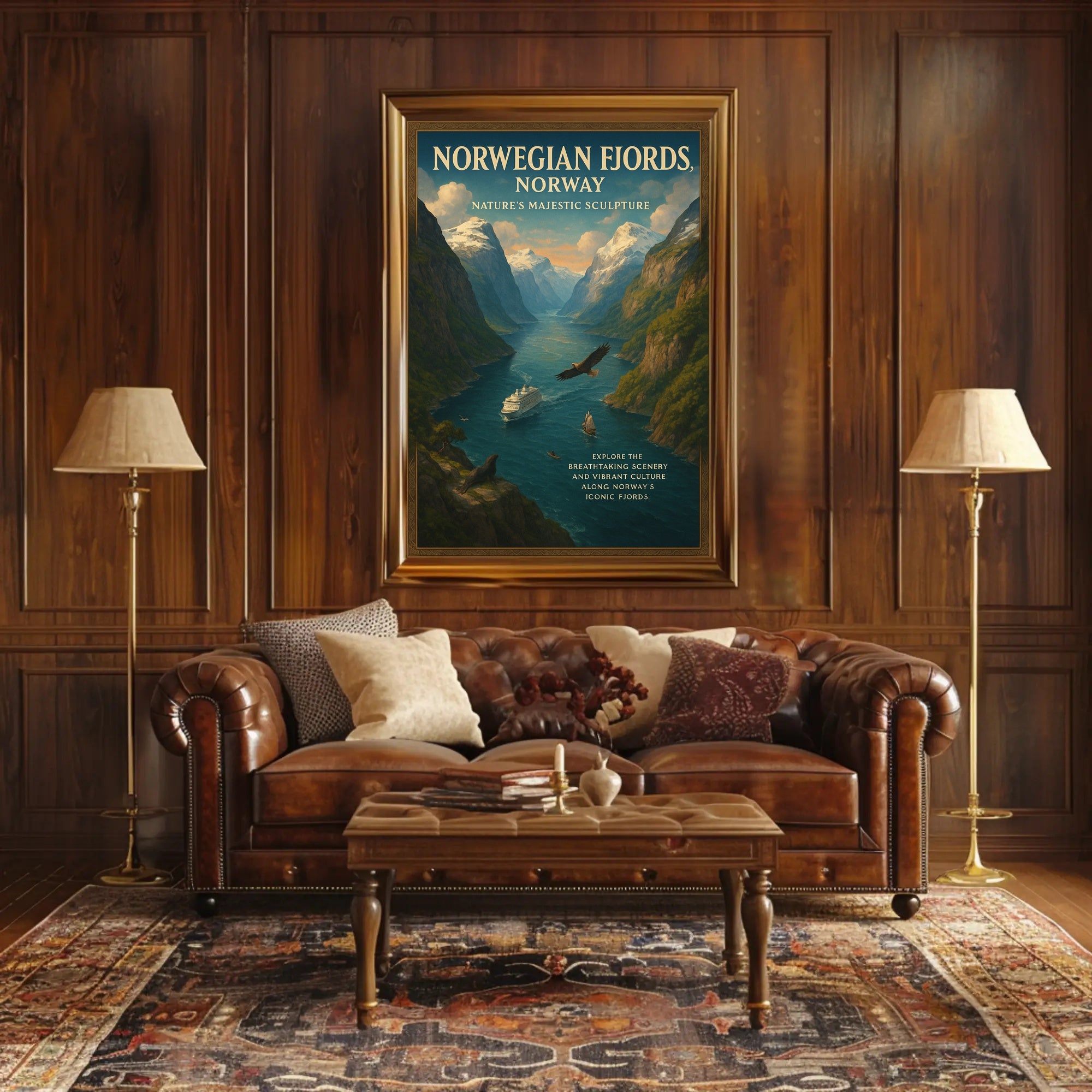 Norwegian Fjords Vintage Travel Poster Print