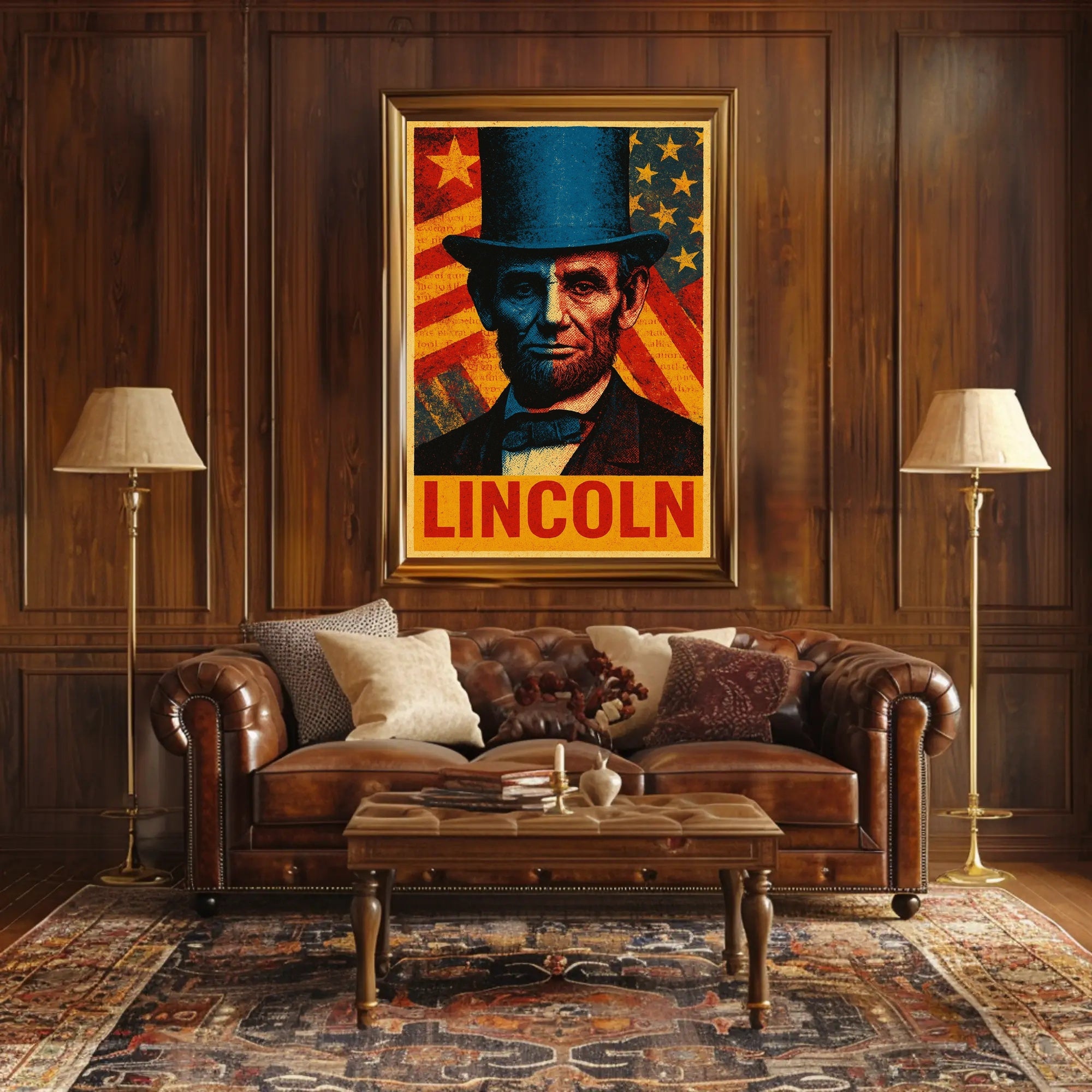 Lincoln Pop Art Poster Celebrating Historical and Presidential Icons