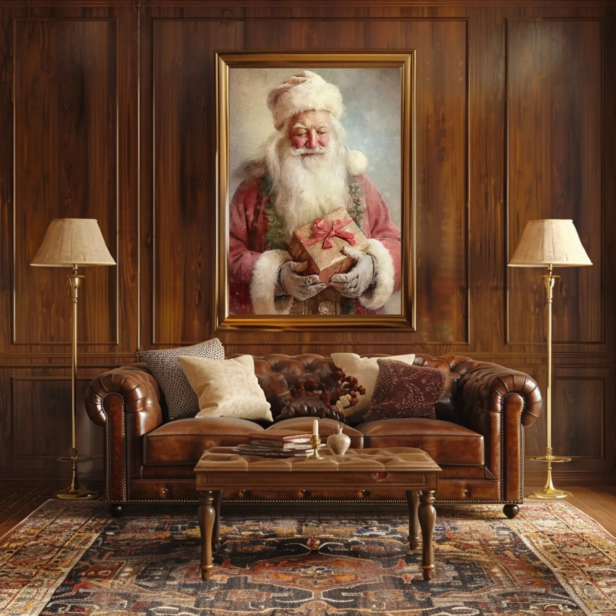 Santa Claus With A Gift Poster