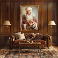 Santa Claus With A Gift Poster