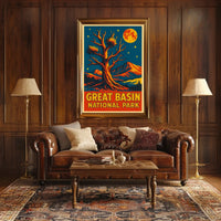 Great Basin Night Sky Vintage Travel Poster