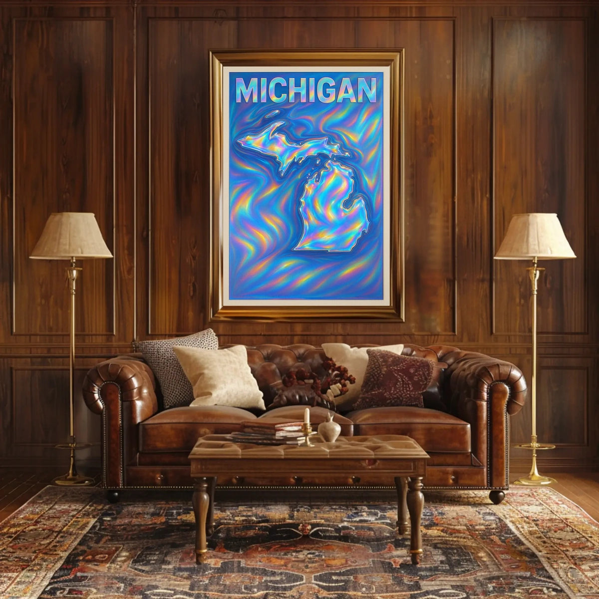 Michigan Holographic Map Poster