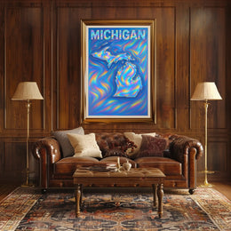 Michigan Holographic Map Poster