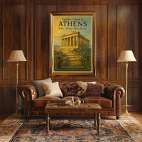 Parthenon Vintage Athens Travel Art Poster