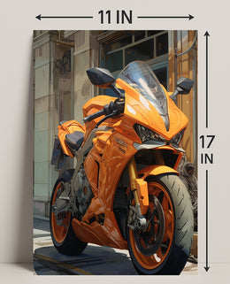 Vibrant Orange Motorcycle Poster PosterGoat