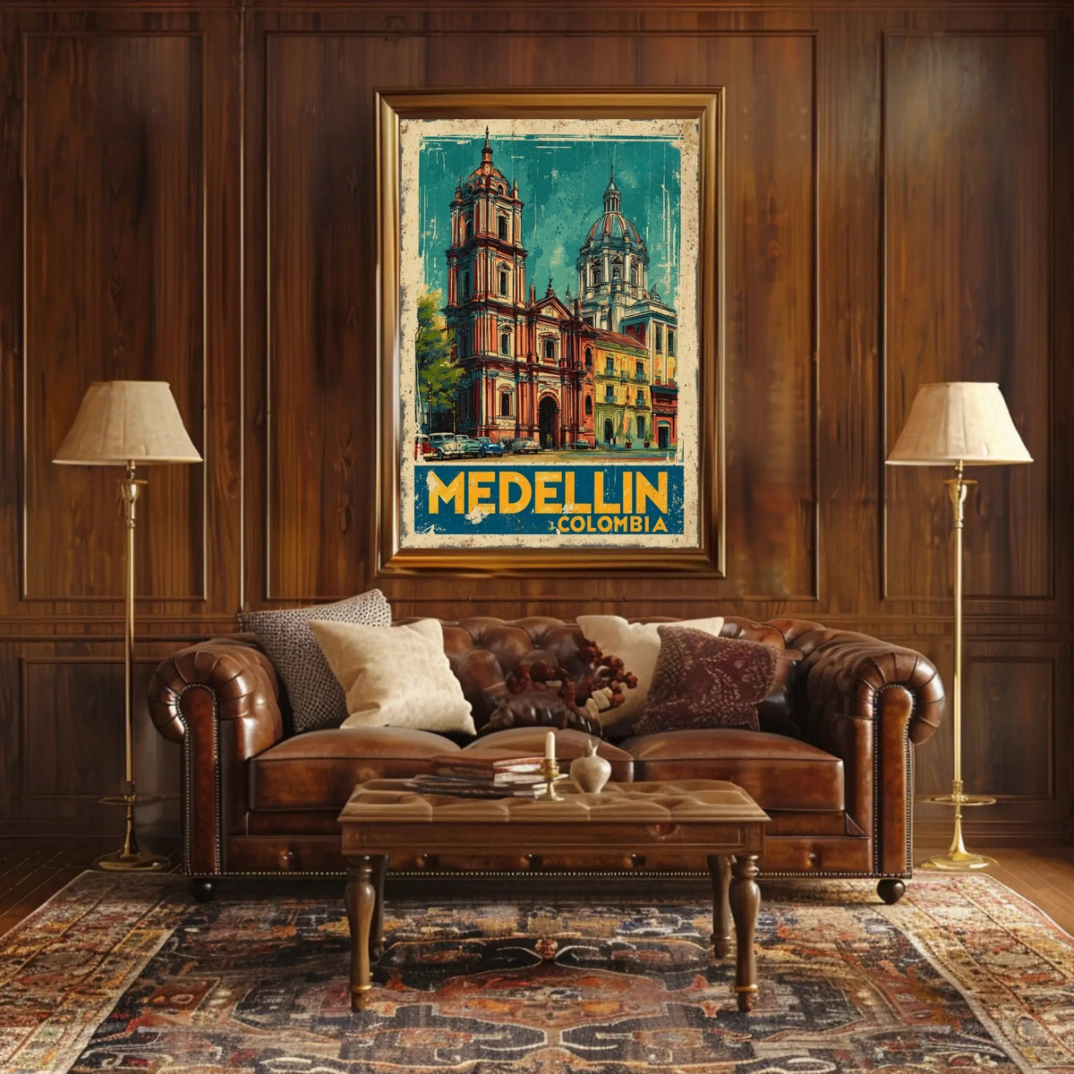 Medellín, Colombia Vintage Travel Poster